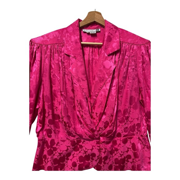 VTG 80s Argenti 100% Silk Pink Draped Blouse Top Womens Plus 18 Tailored - Picture 9 of 11